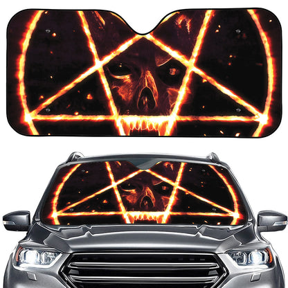 Flame Satanic Pentagram Print Car Windshield Sun Shade