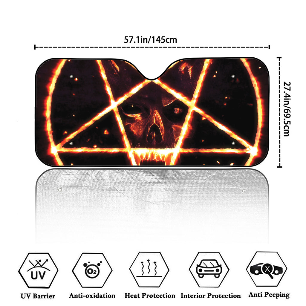 Flame Satanic Pentagram Print Car Windshield Sun Shade