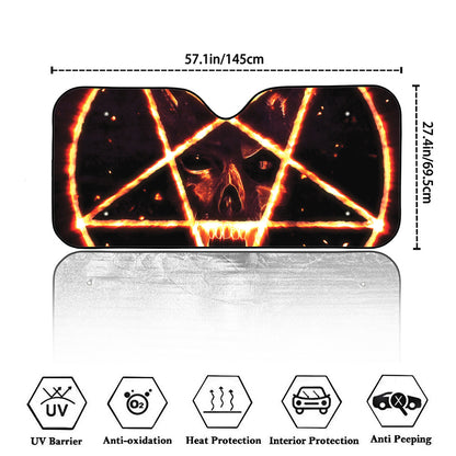 Flame Satanic Pentagram Print Car Windshield Sun Shade