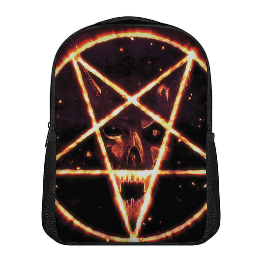 Flame Satanic Pentagram Print Casual Backpack