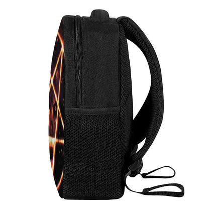 Flame Satanic Pentagram Print Casual Backpack