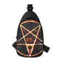 Flame Satanic Pentagram Print Sling Bag