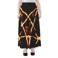 Flame Satanic Pentagram Print Chiffon Maxi Skirt