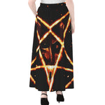 Flame Satanic Pentagram Print Chiffon Maxi Skirt