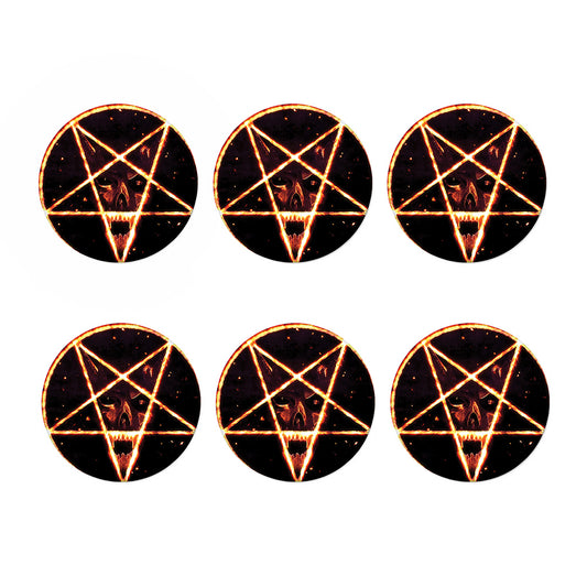 Flame Satanic Pentagram Print Coaster Set
