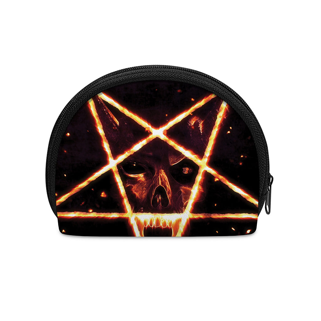 Flame Satanic Pentagram Print Coin Purse