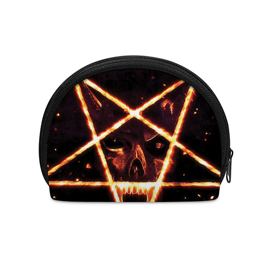 Flame Satanic Pentagram Print Coin Purse