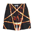Flame Satanic Pentagram Print Cotton Shorts