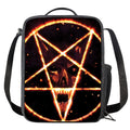 Flame Satanic Pentagram Print Crossbody Lunch Bag