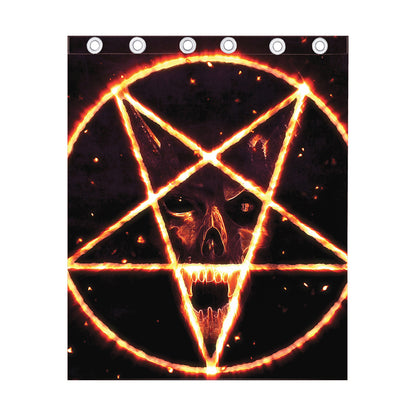 Flame Satanic Pentagram Print Curtain
