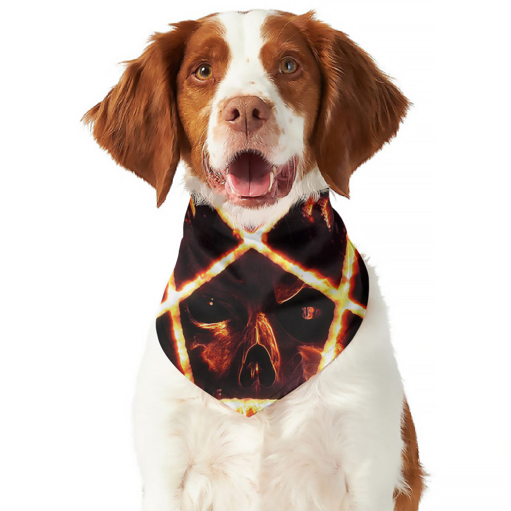 Flame Satanic Pentagram Print Dog Bandana
