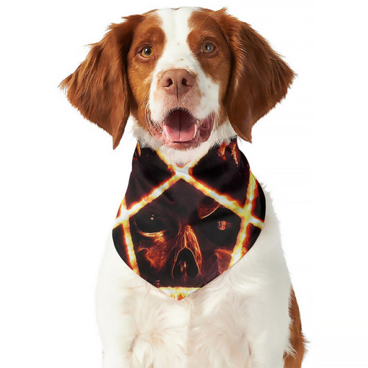 Flame Satanic Pentagram Print Dog Bandana