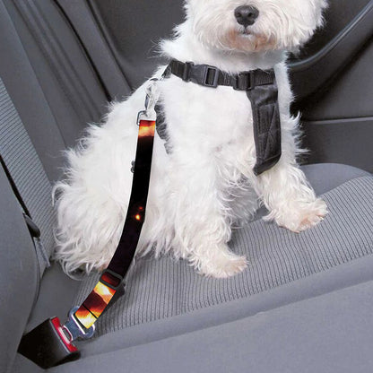 Flame Satanic Pentagram Print Dog Seat Belt