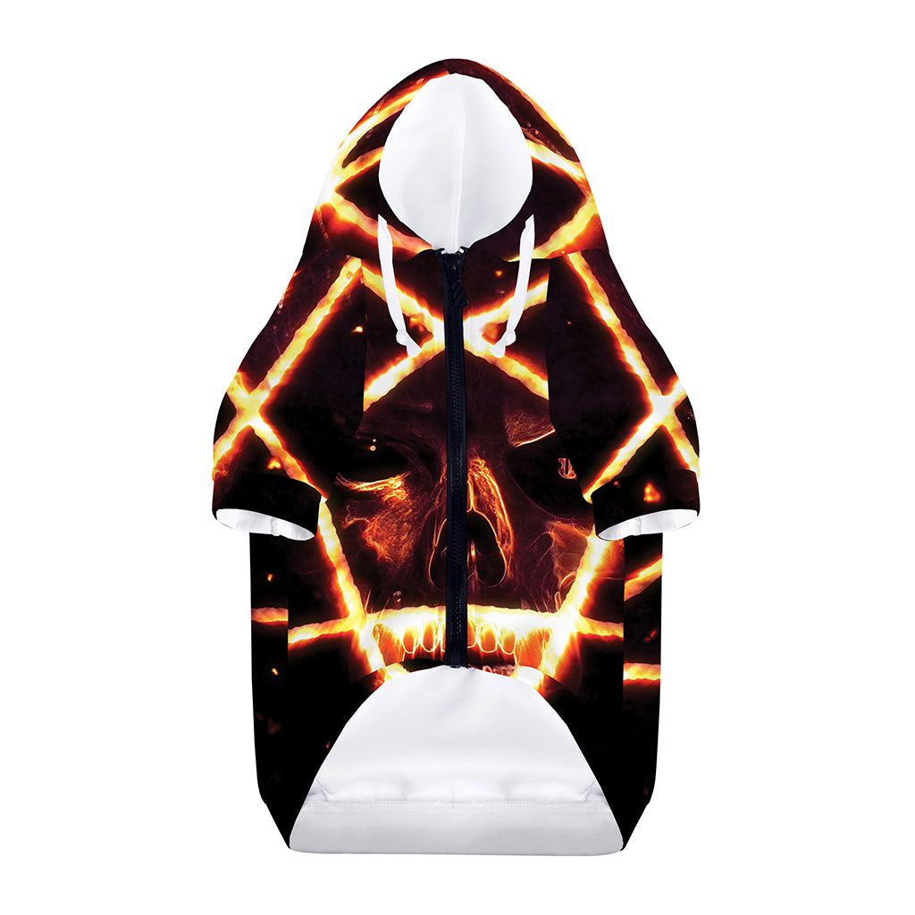 Flame Satanic Pentagram Print Dog Zip Up Hoodie