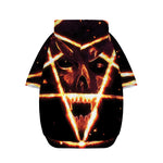Flame Satanic Pentagram Print Dog Zip Up Hoodie