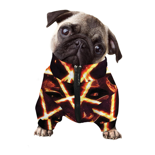 Flame Satanic Pentagram Print Dog Zip Up Jacket