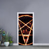 Flame Satanic Pentagram Print Door Sticker