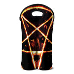 Flame Satanic Pentagram Print Double Neoprene Wine Tote