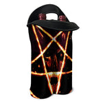 Flame Satanic Pentagram Print Double Neoprene Wine Tote