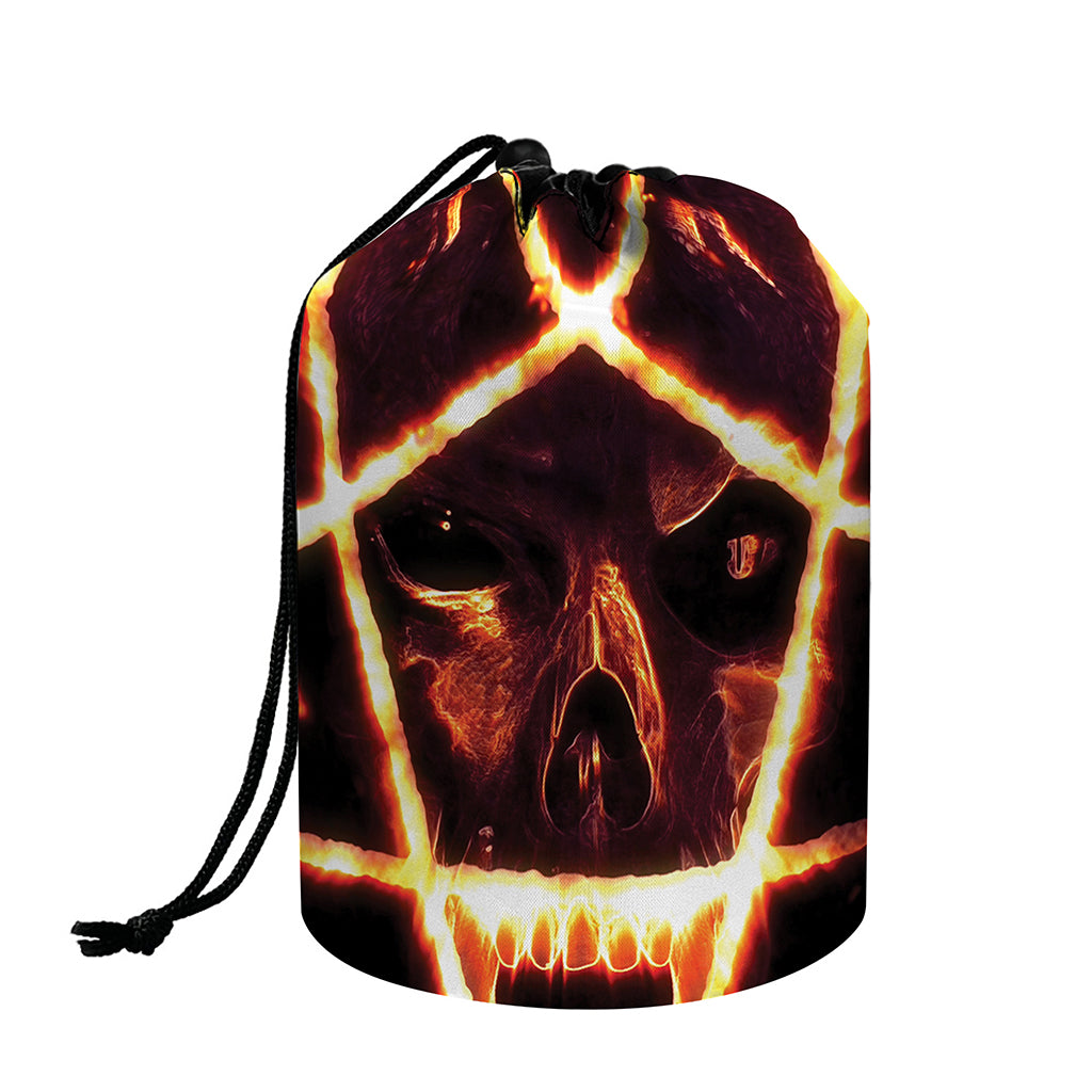 Flame Satanic Pentagram Print Drawstring Makeup Bag