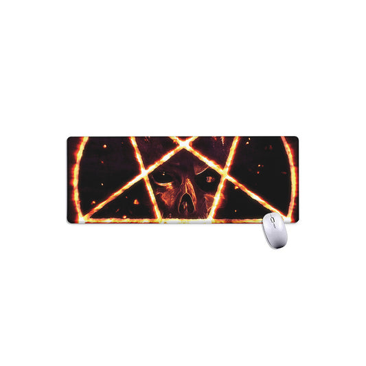 Flame Satanic Pentagram Print Extended Mouse Pad