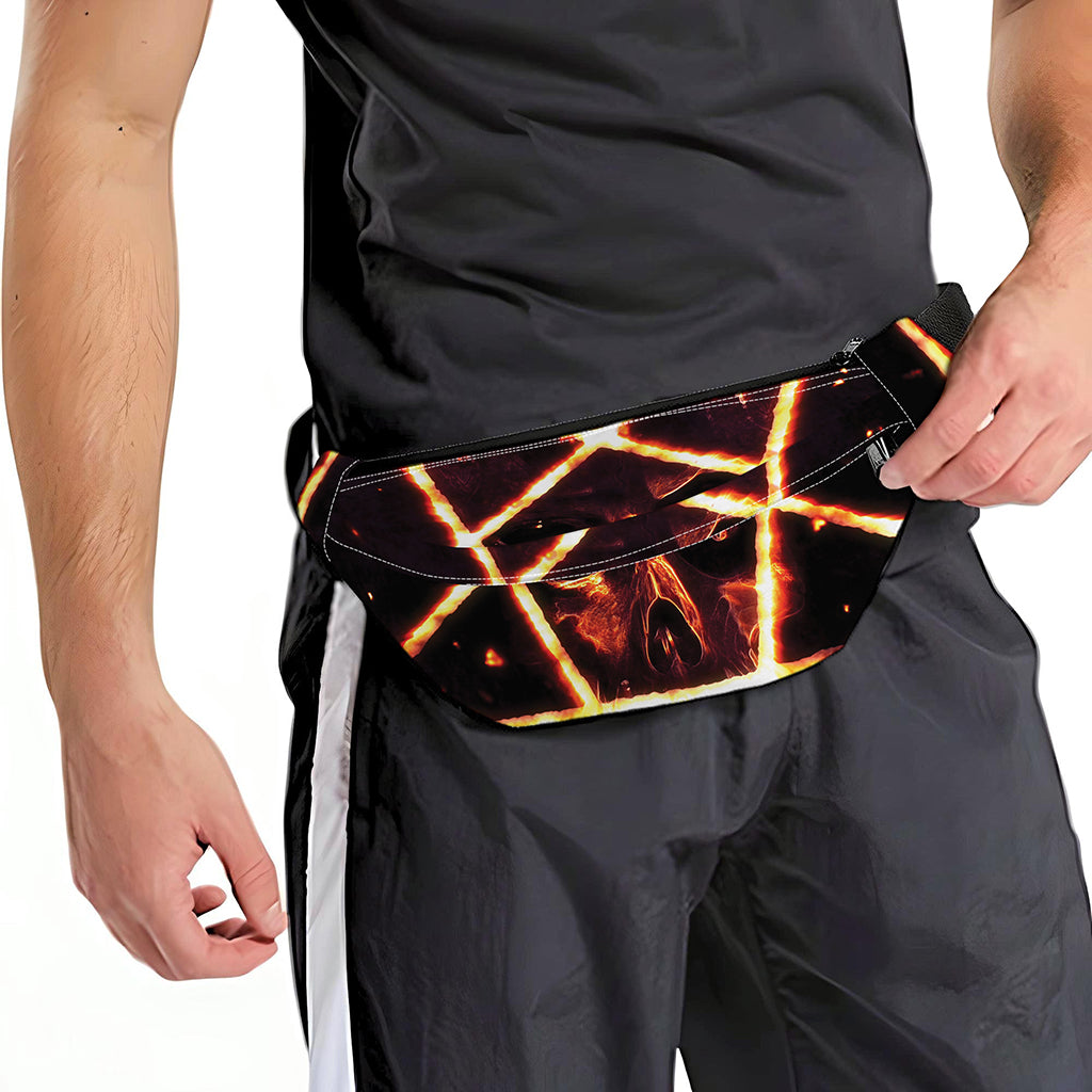 Flame Satanic Pentagram Print Fanny Pack