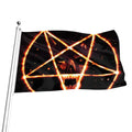 Flame Satanic Pentagram Print Flag