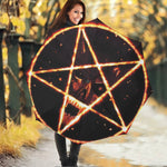 Flame Satanic Pentagram Print Foldable Umbrella