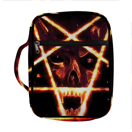 Flame Satanic Pentagram Print Front Pocket Bible Bag