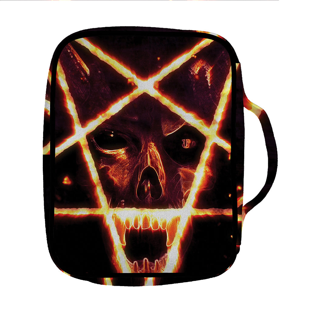 Flame Satanic Pentagram Print Front Pocket Bible Bag