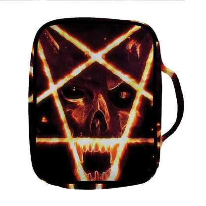 Flame Satanic Pentagram Print Front Pocket Bible Bag