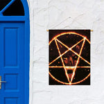 Flame Satanic Pentagram Print Garden Flag
