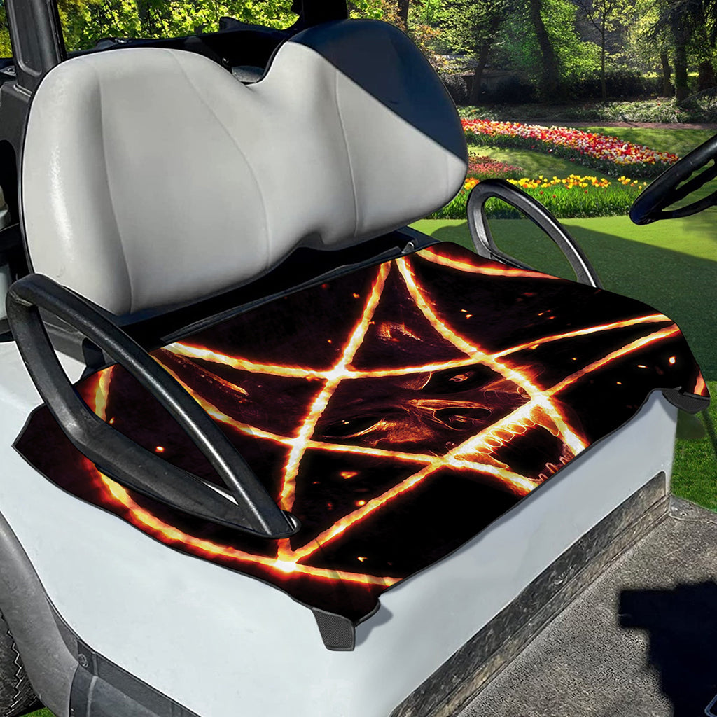 Flame Satanic Pentagram Print Golf Cart Seat Cover