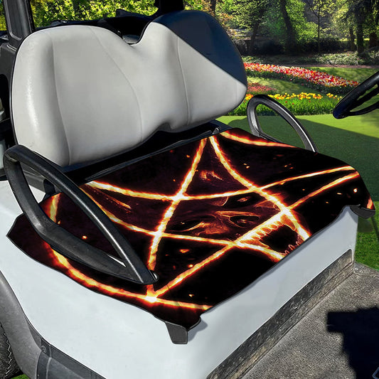 Flame Satanic Pentagram Print Golf Cart Seat Cover
