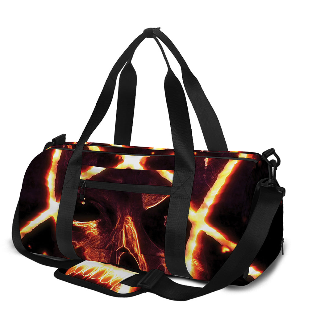 Flame Satanic Pentagram Print Gym Bag