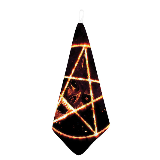 Flame Satanic Pentagram Print Hand Towel