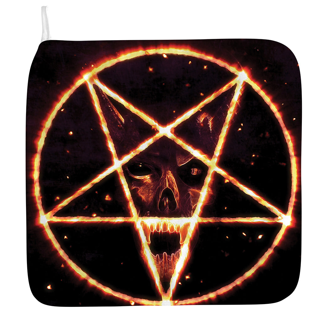 Flame Satanic Pentagram Print Hand Towel
