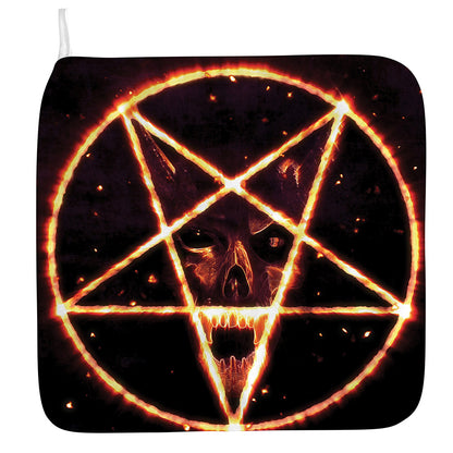 Flame Satanic Pentagram Print Hand Towel