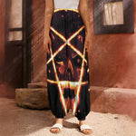 Flame Satanic Pentagram Print Harem Pants