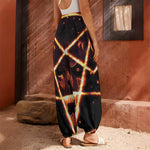Flame Satanic Pentagram Print Harem Pants