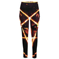 Flame Satanic Pentagram Print High-Waisted Pocket Leggings