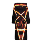 Flame Satanic Pentagram Print Hooded Bathrobe
