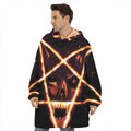 Flame Satanic Pentagram Print Hoodie Blanket
