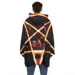 Flame Satanic Pentagram Print Hoodie Blanket