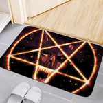 Flame Satanic Pentagram Print Indoor Door Mat
