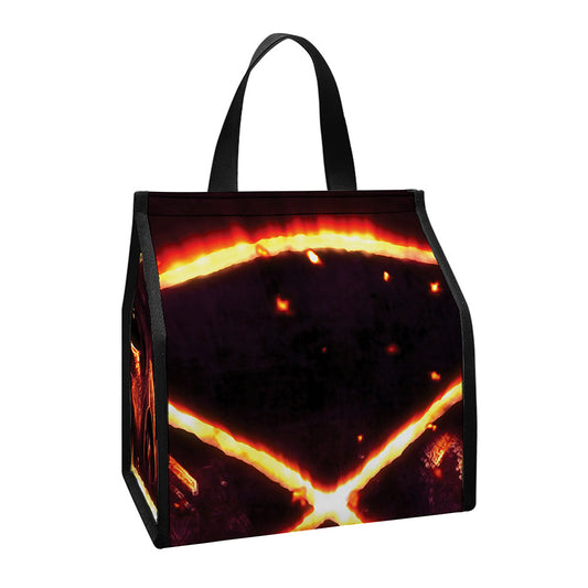 Flame Satanic Pentagram Print Insulated Lunch Tote