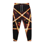 Flame Satanic Pentagram Print Jogger Pants