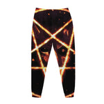 Flame Satanic Pentagram Print Jogger Pants