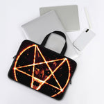 Flame Satanic Pentagram Print Laptop Sleeve With Handle