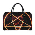 Flame Satanic Pentagram Print Leather Duffel Bag